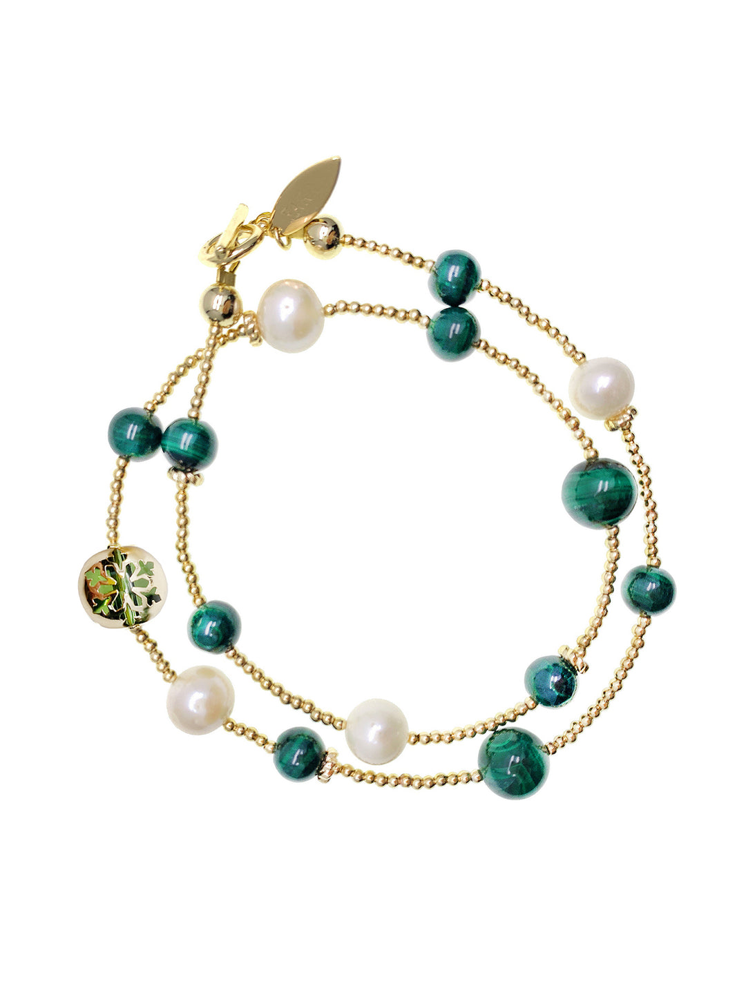 Malachite With Freshwater Pearls Double Layers Bracelet/ Choker HB006 - FARRA