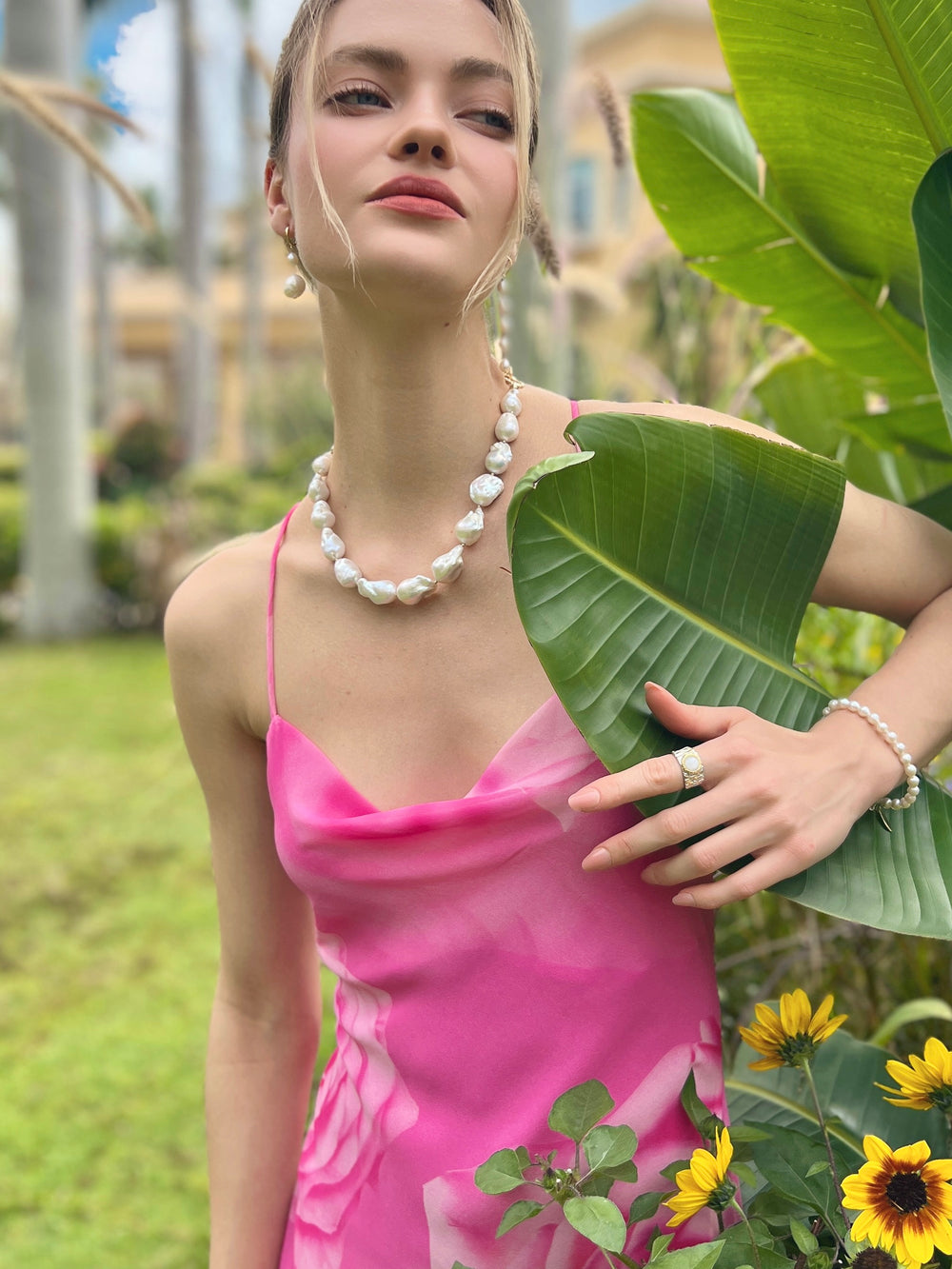 Baroque Pearls with Chain Chunky Necklace LN054 - FARRA