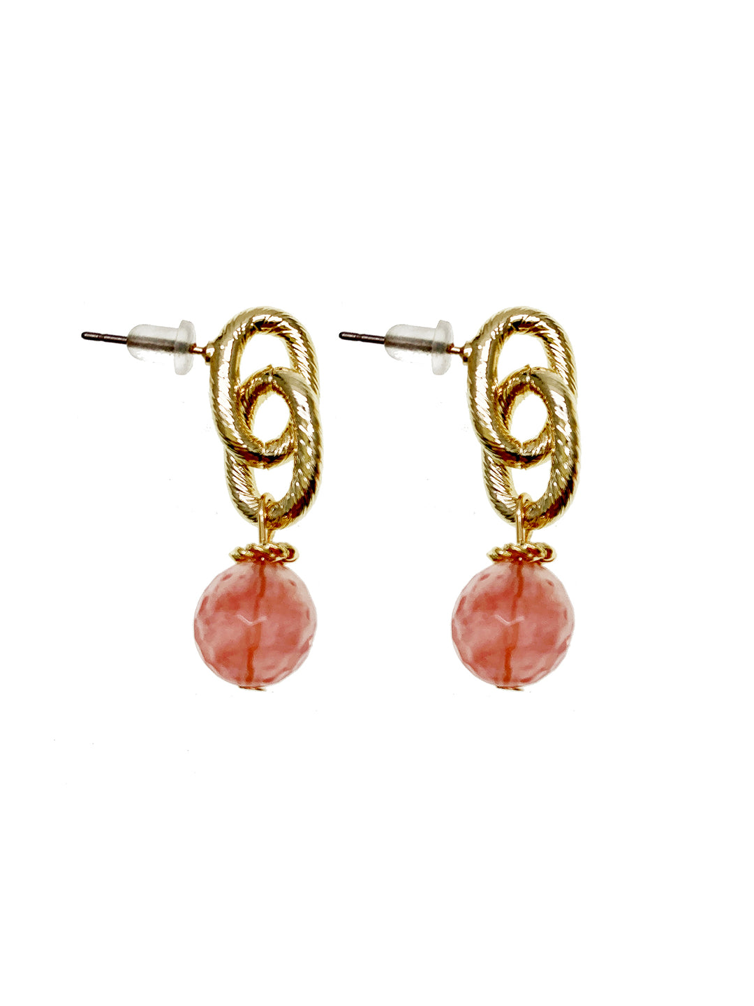 Watermelon Quartz Chain Earrings GE001 - FARRA