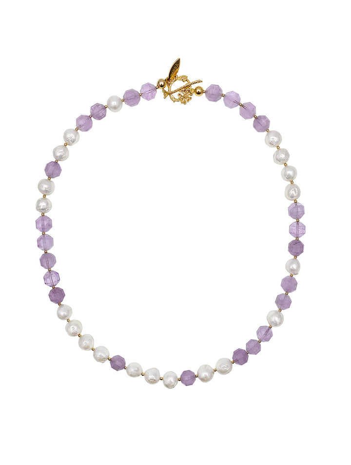 Amethyst with Freshwater Pearls Necklace EN032 - FARRA