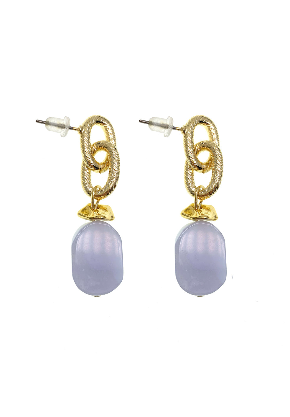 Blue Lace Agate Chain Earrings GE021 - FARRA
