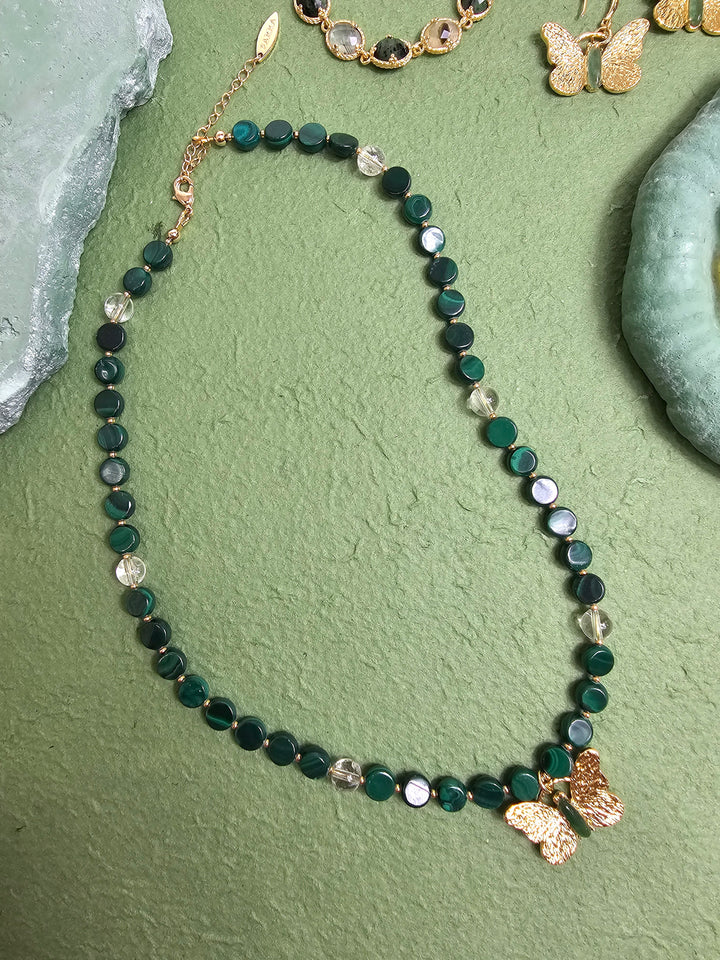 Malachite With Butterfly Pendant Necklace PN063