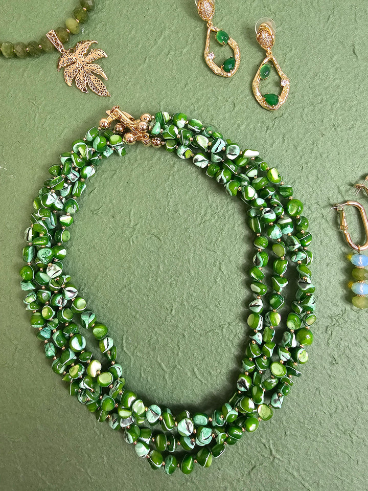 Green Natural Shell Multi-Layers Necklace PN070