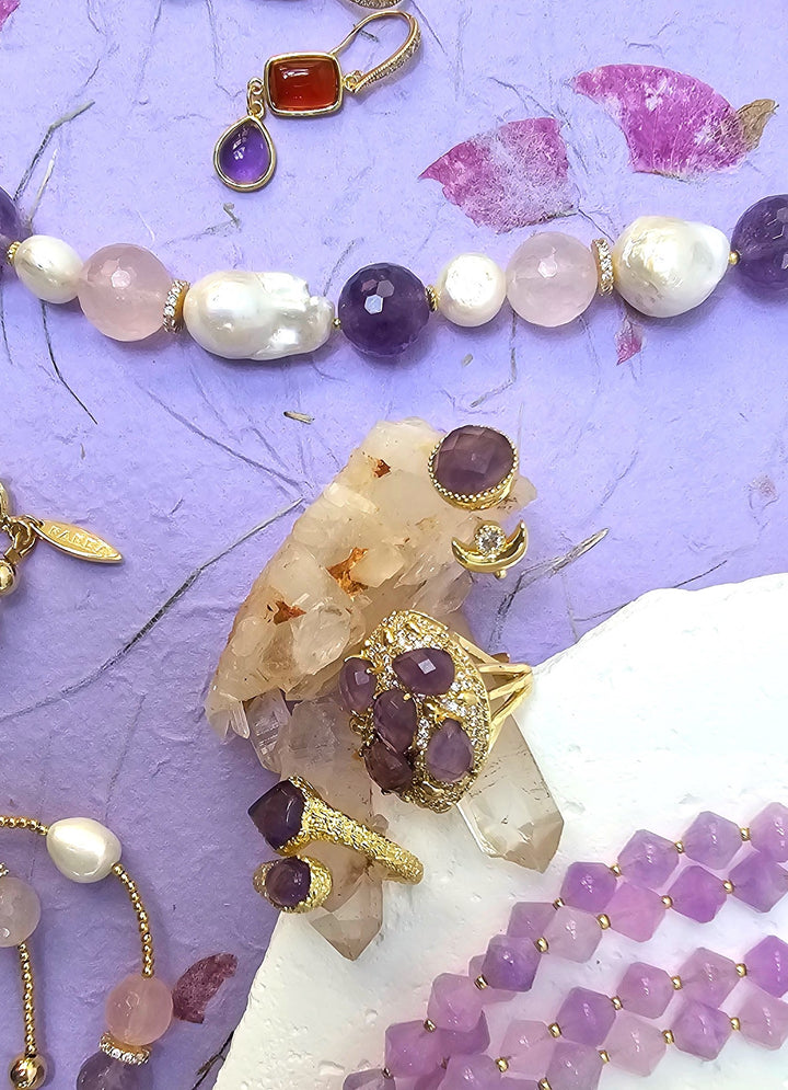 Amethyst Stones Statement Ring PR005