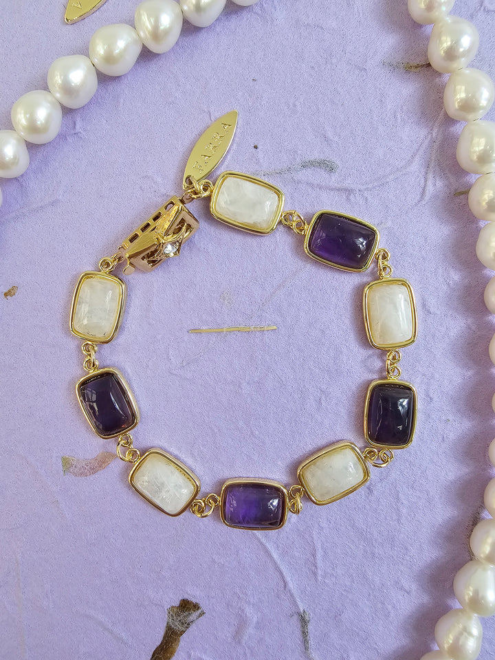 Amethyst And Moonstone Box Clasp Bracelet PB004