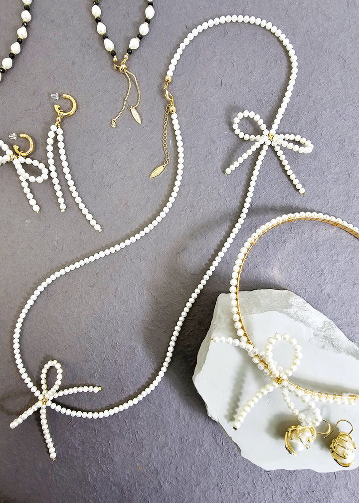 Freshwater Pearls Crafted Butterfly Knot Long Necklace PN008