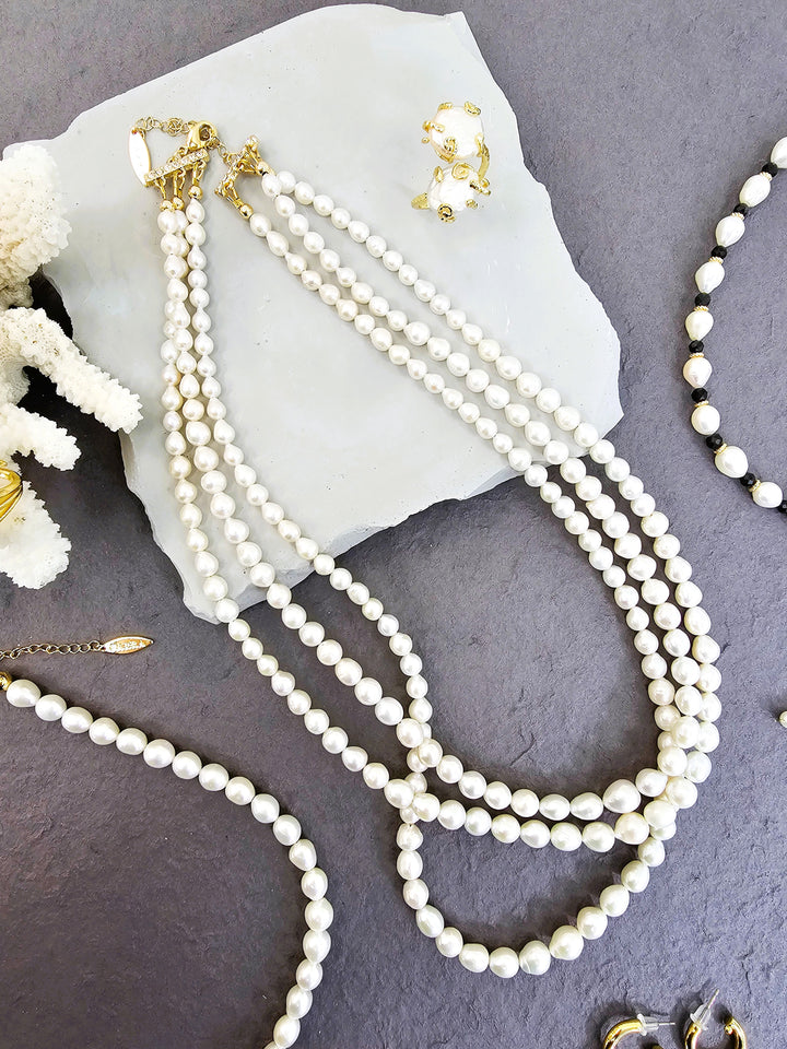 Multi-layers Graduated Freshwater Pearls Necklace PN006