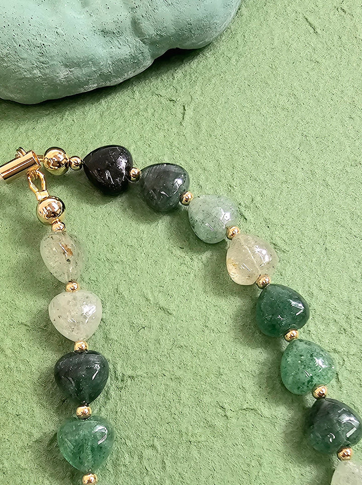 Heart Shaped Green Aventurine Phone Strap PC022