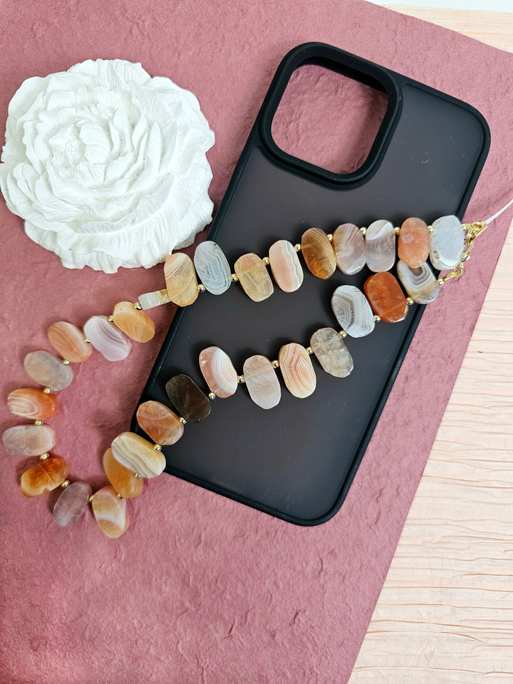 Orange Lace Agate Phone Strap PC006