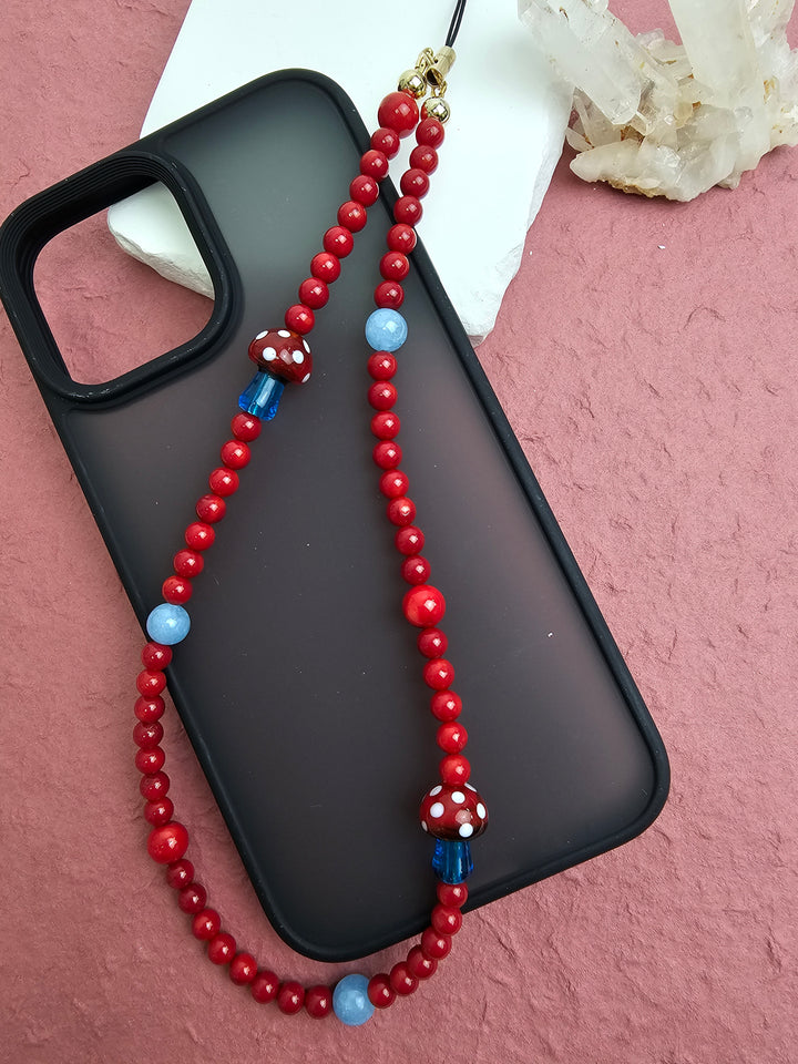 Red Bamboo Coral With Mushroom Phone Strap PC010