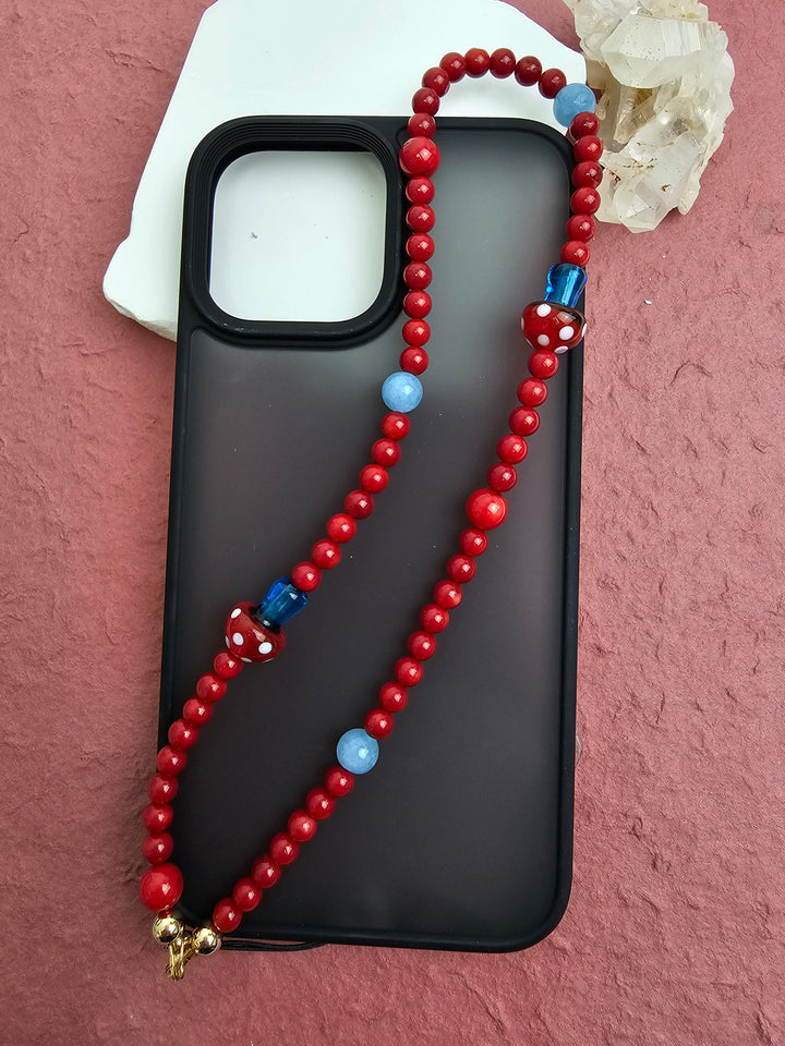 Red Bamboo Coral With Mushroom Phone Strap PC010
