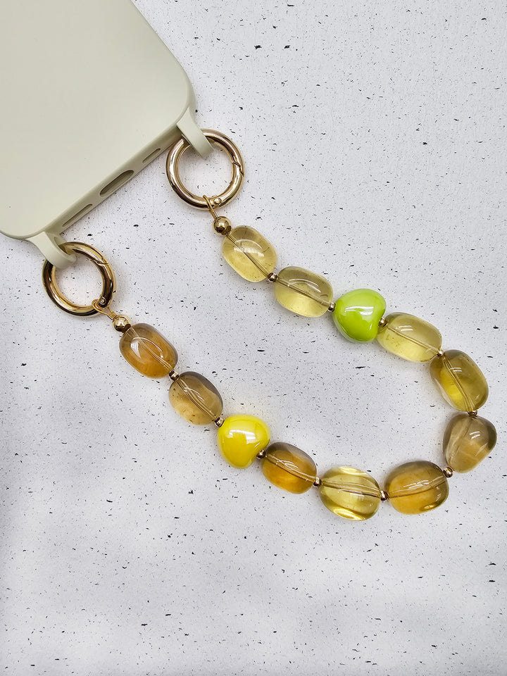 Nugget Citrine With Hearts Phone Strap PC021