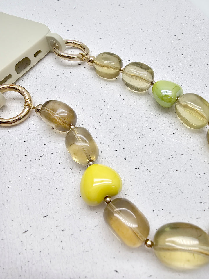 Nugget Citrine With Hearts Phone Strap PC021