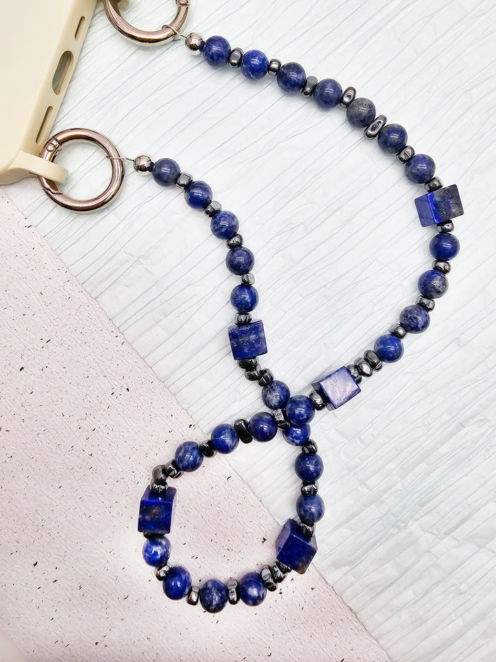 Cube And Round Lapis Lazuli Phone Charm PC034