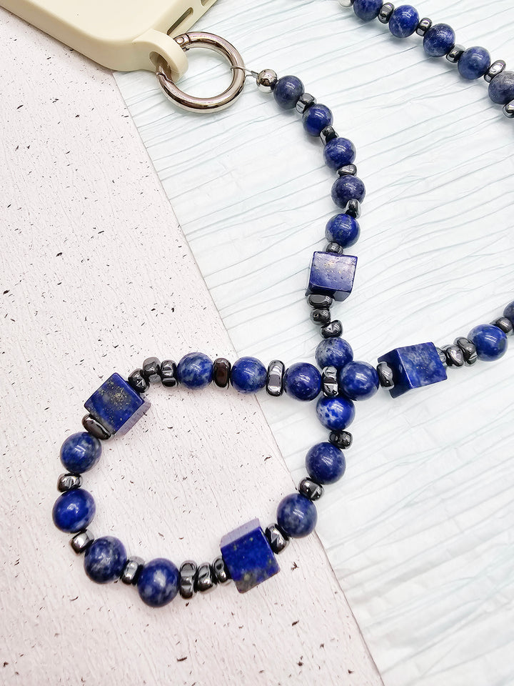 Cube And Round Lapis Lazuli Phone Charm PC034