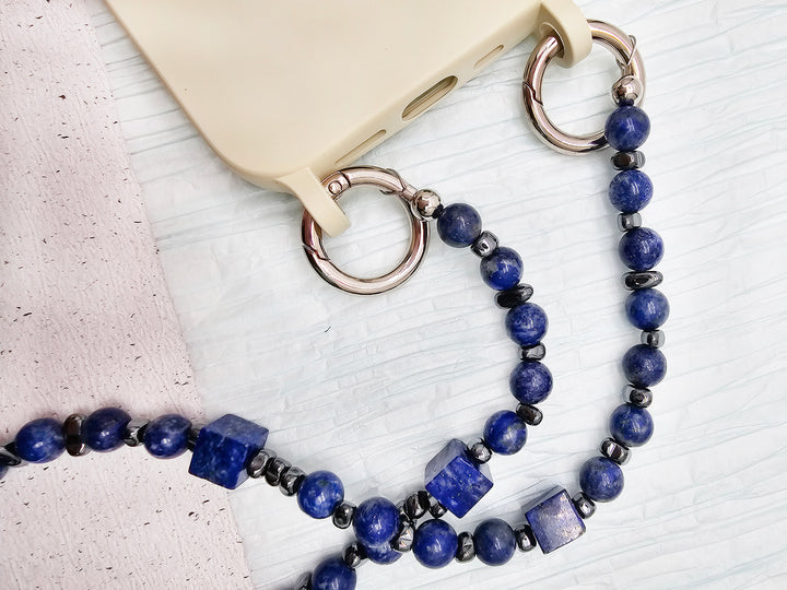 Cube And Round Lapis Lazuli Phone Charm PC034