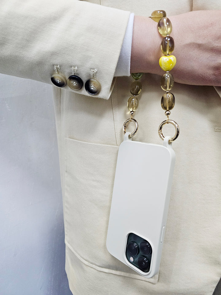 Nugget Citrine With Hearts Phone Strap PC021