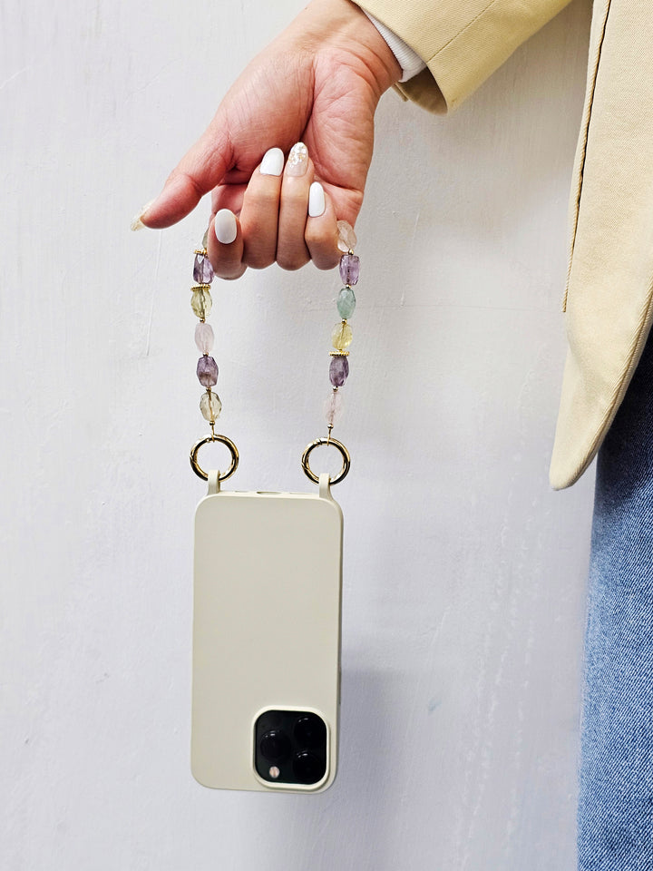 Colormixed Natural  Rose Quartz Citrine Amethyst Phone Strap PC014