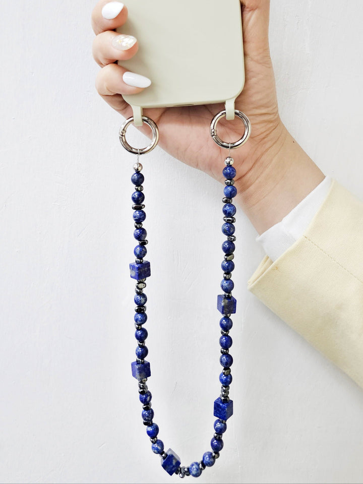 Cube And Round Lapis Lazuli Phone Charm PC034