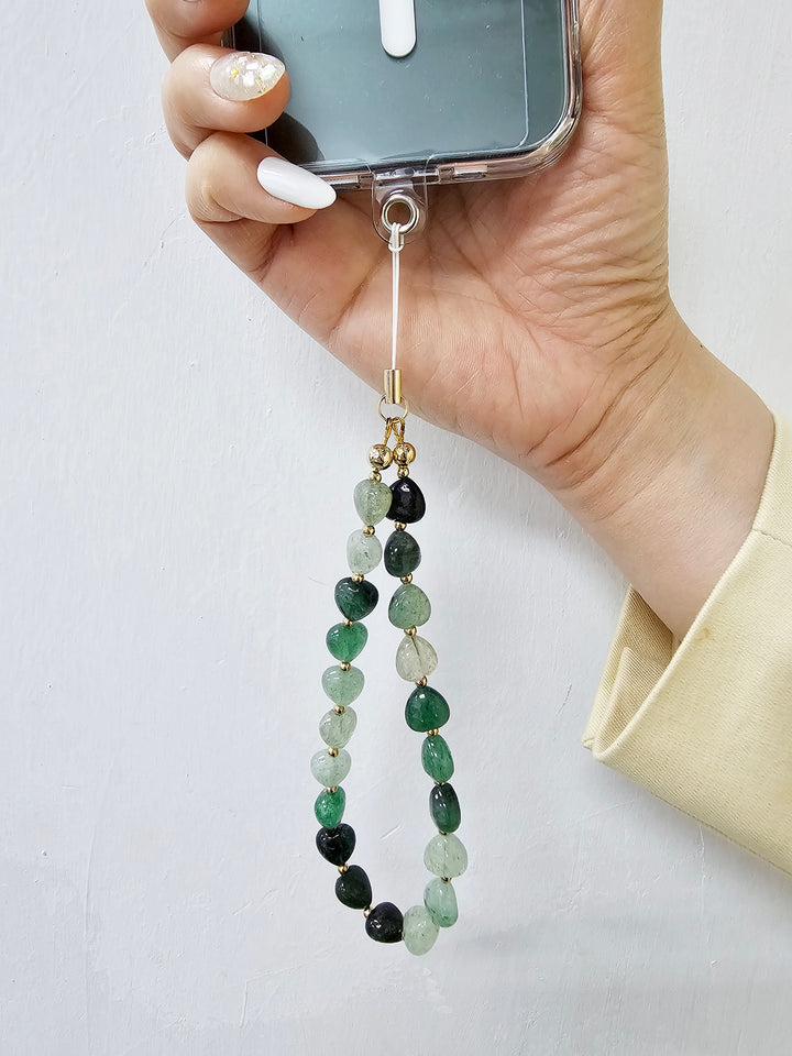 Heart Shaped Green Aventurine Phone Strap PC022