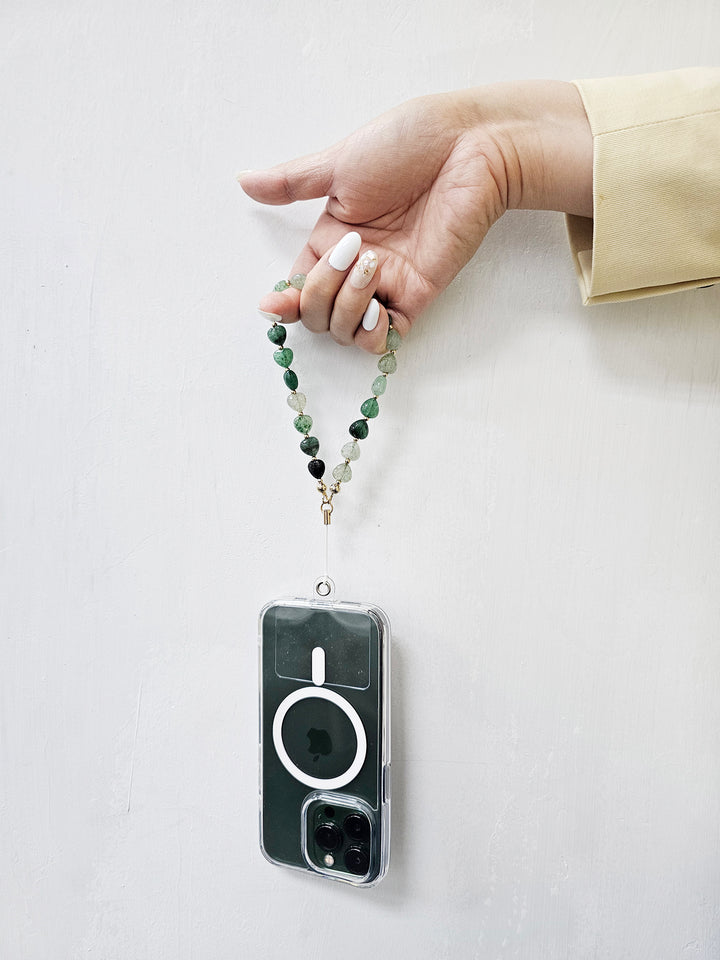 Heart Shaped Green Aventurine Phone Strap PC022