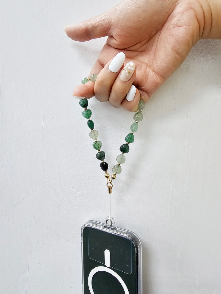 Heart Shaped Green Aventurine Phone Strap PC022