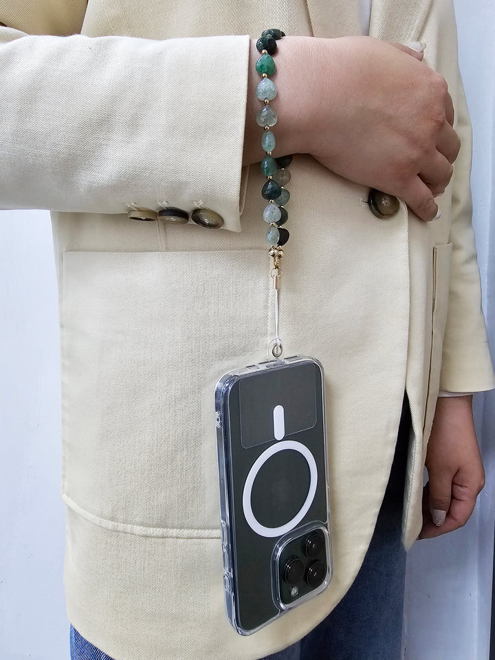 Heart Shaped Green Aventurine Phone Strap PC022