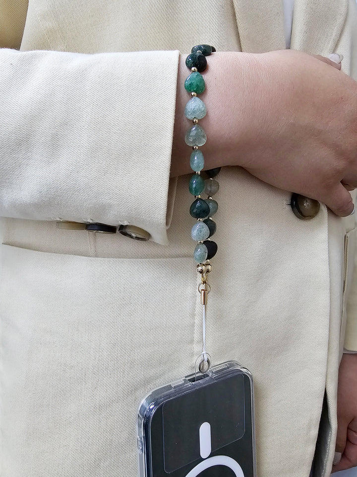 Heart Shaped Green Aventurine Phone Strap PC022