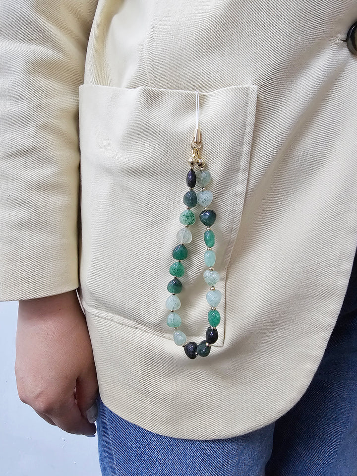Heart Shaped Green Aventurine Phone Strap PC022