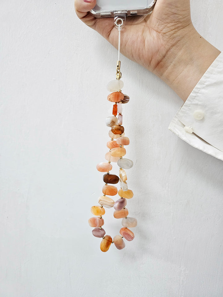 Orange Lace Agate Phone Strap PC006