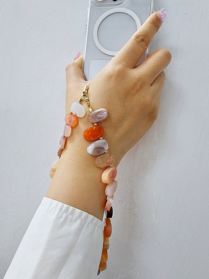 Orange Lace Agate Phone Strap PC006