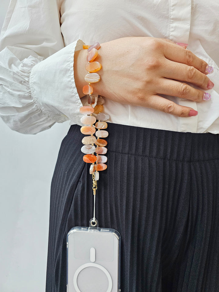 Orange Lace Agate Phone Strap PC006