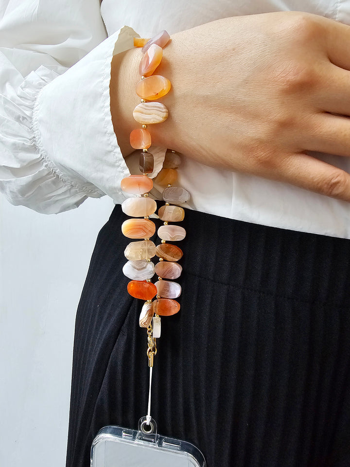 Orange Lace Agate Phone Strap PC006