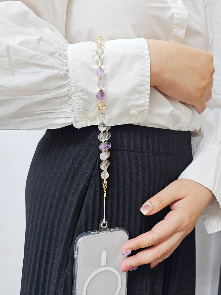 Natural Quartz Mixed Phone Strap PC023