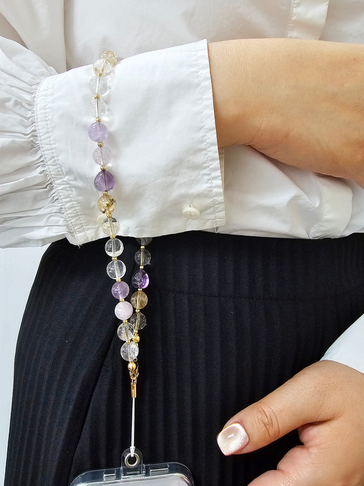 Natural Quartz Mixed Phone Strap PC023