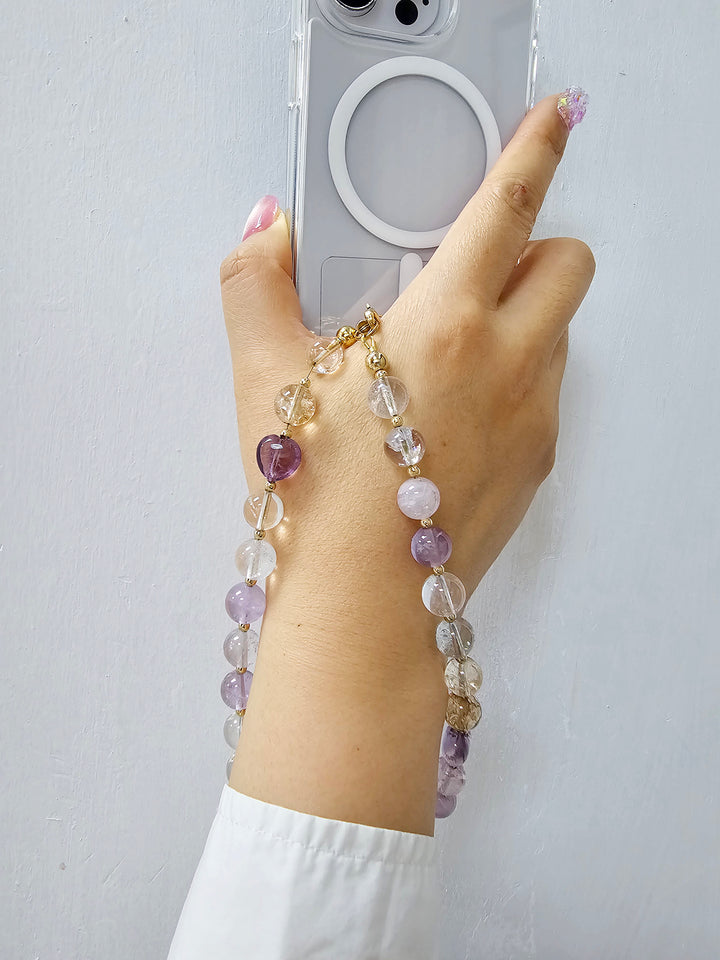 Natural Quartz Mixed Phone Strap PC023