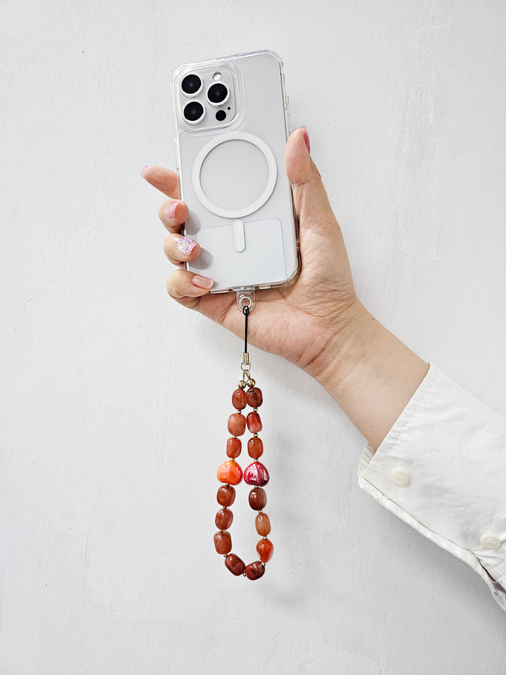 Nugget Red Agate With Hearts Phone Strap PC018