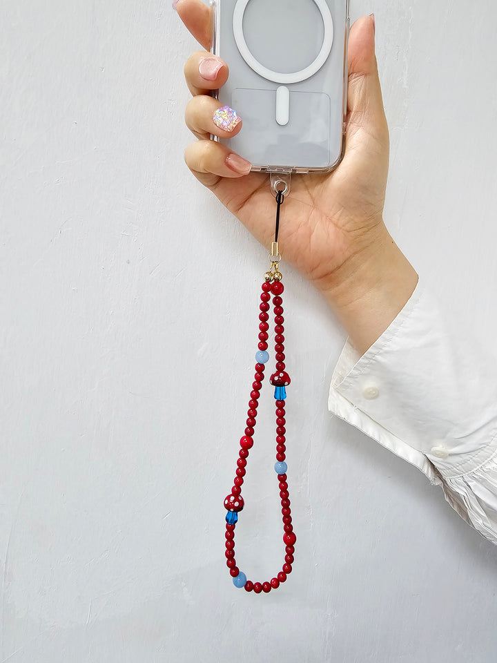 Red Bamboo Coral With Mushroom Phone Strap PC010