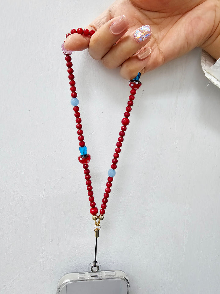 Red Bamboo Coral With Mushroom Phone Strap PC010