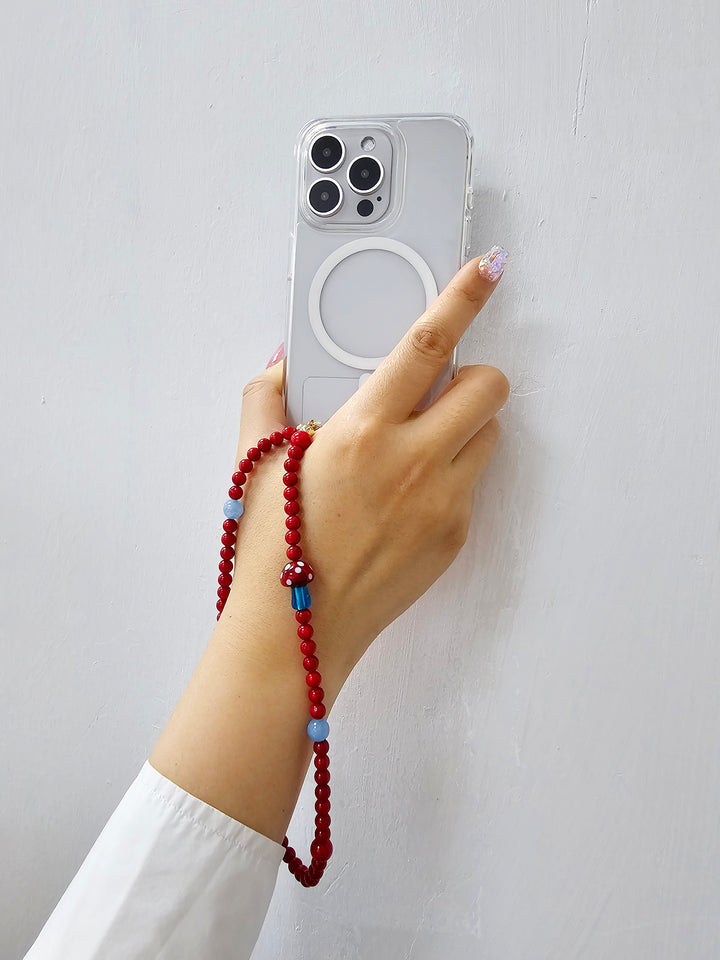 Red Bamboo Coral With Mushroom Phone Strap PC010