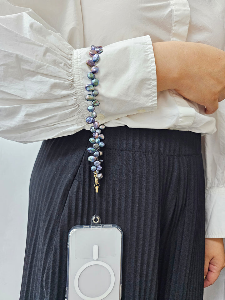 Petal Shaped Purple Freshwater Pearls Phone Strap PC038