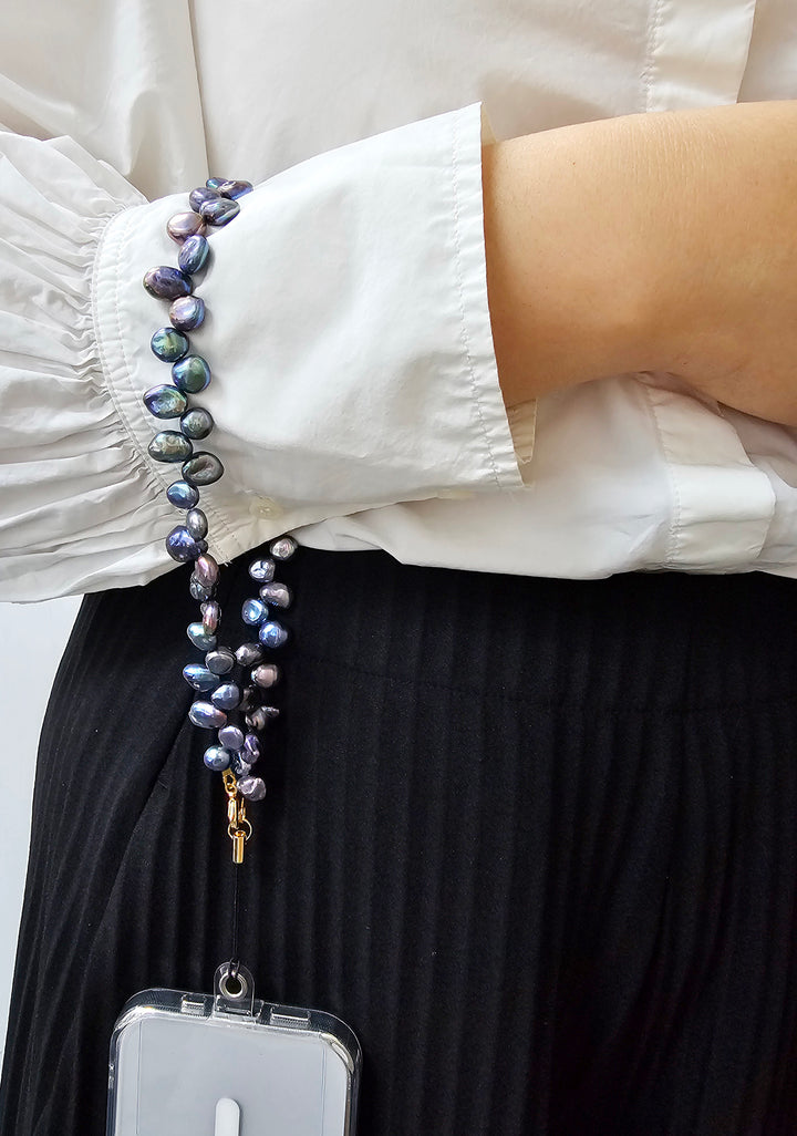 Petal Shaped Purple Freshwater Pearls Phone Strap PC038