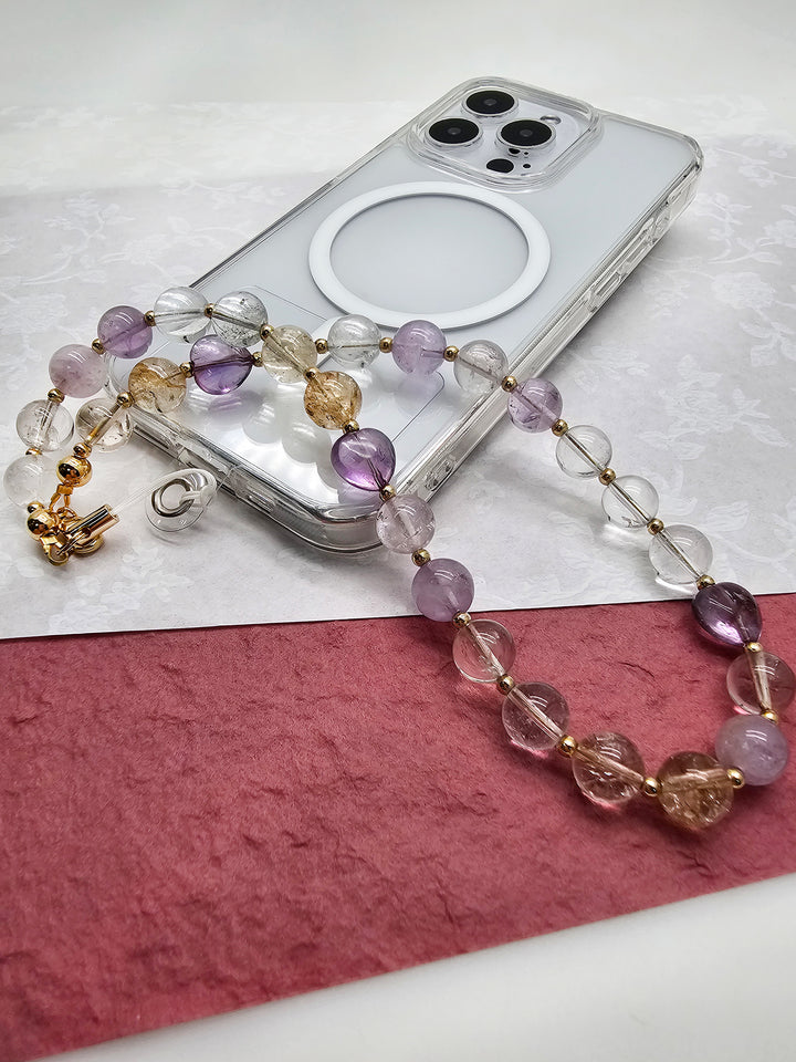 Natural Quartz Mixed Phone Strap PC023