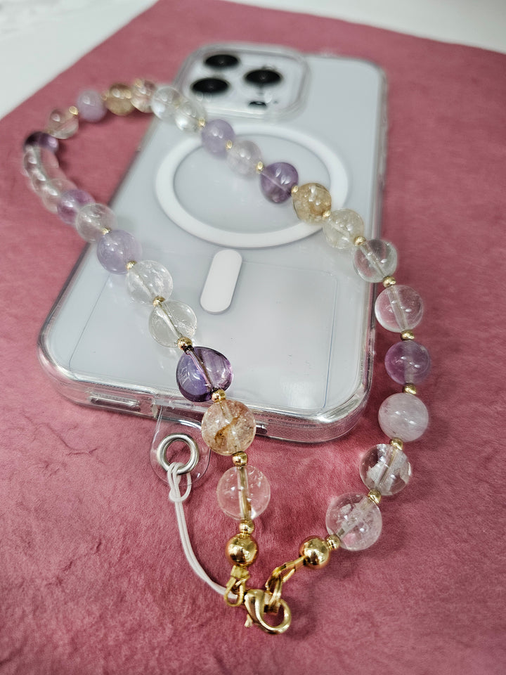Natural Quartz Mixed Phone Strap PC023