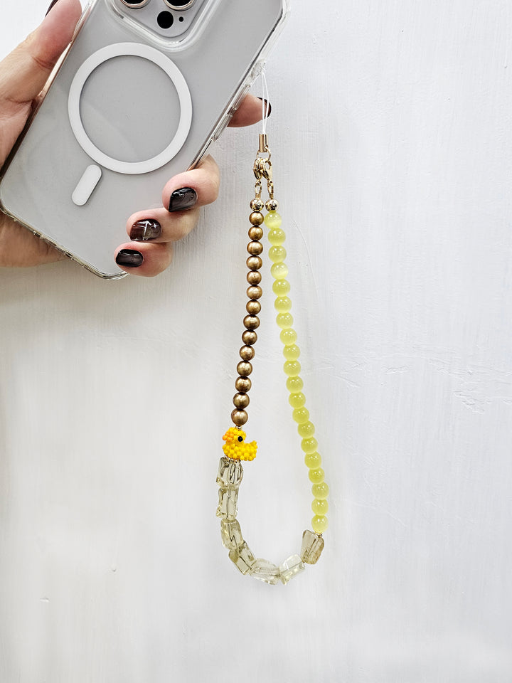 Yellow Gemstone With Duck Artistic Phone Strap PC045