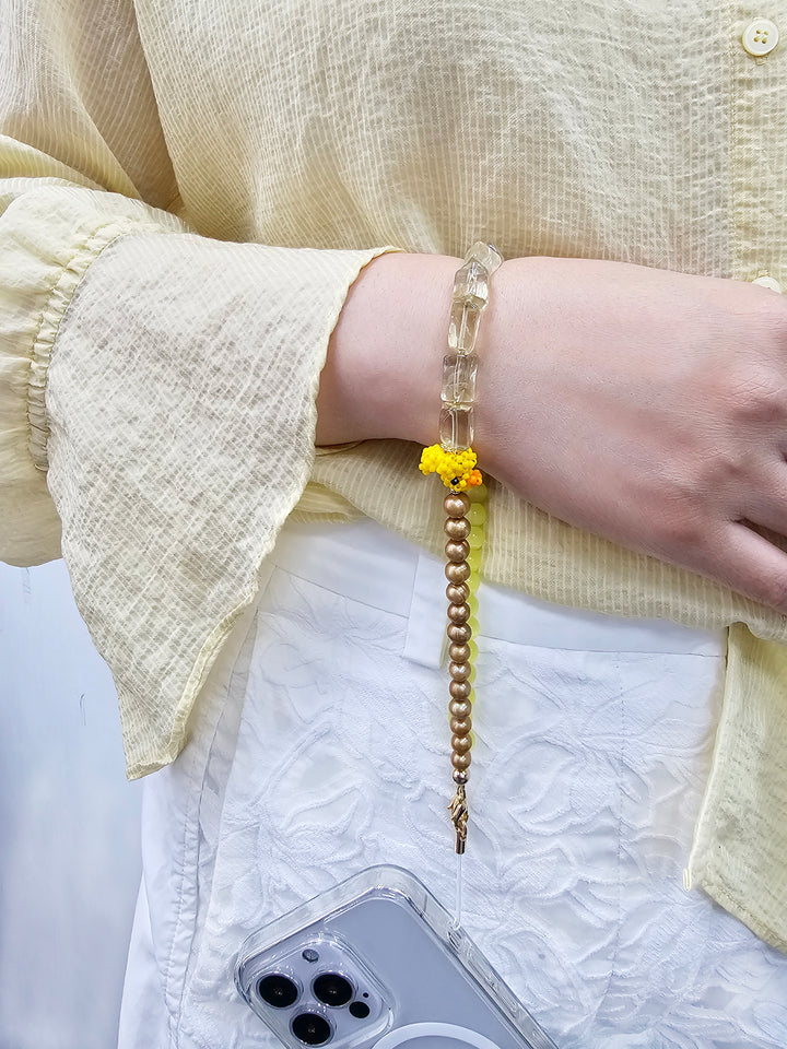 Yellow Gemstone With Duck Artistic Phone Strap PC045