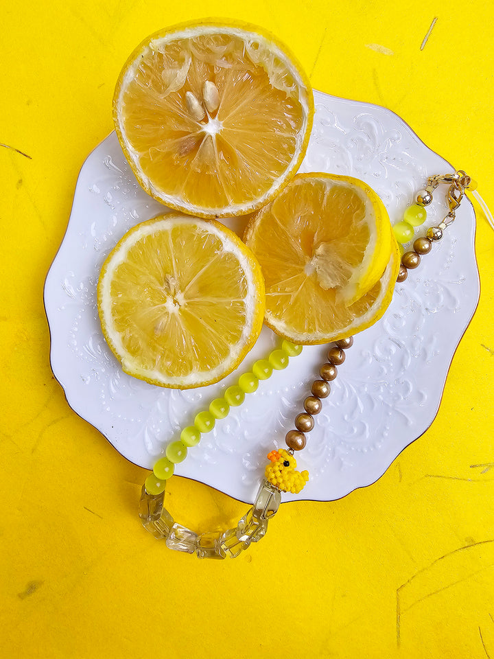 Yellow Gemstone With Duck Artistic Phone Strap PC045
