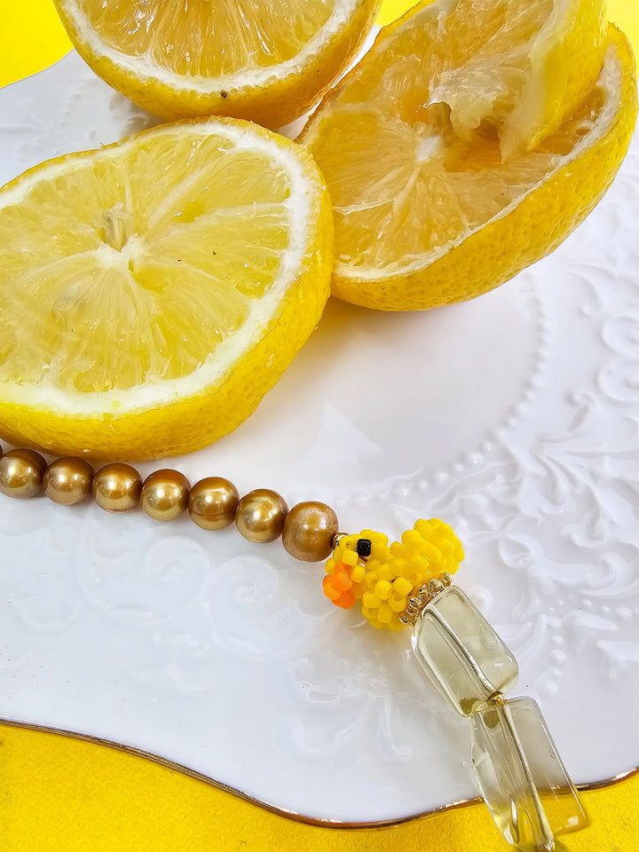 Yellow Gemstone With Duck Artistic Phone Strap PC045