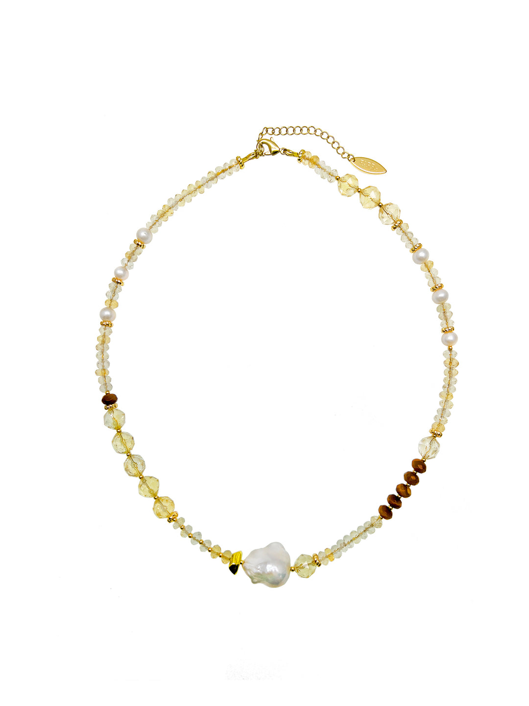 Citrine With Baroque Pearls Exquisite Necklace JN020 - FARRA