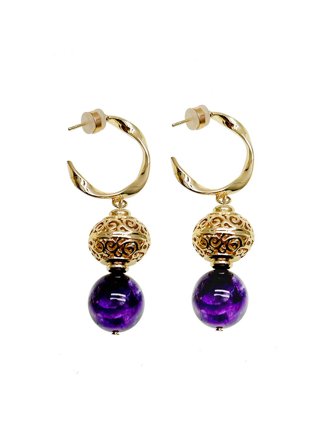 Antique Style Amethyst Hoop Earrings JE027 - FARRA